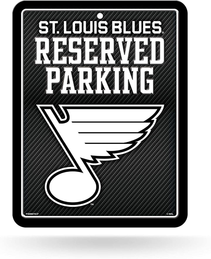 St Louis Blues Metal Parking Novelty Wall Sign 8.5 x 11 Inch Carbon Fiber Design
