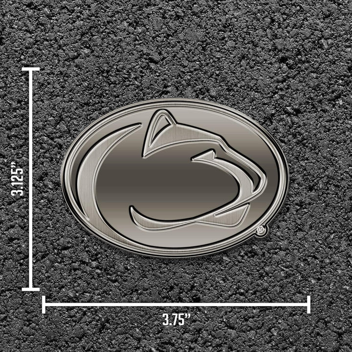 Penn State University Nittany Lions Auto Emblem Solid Metal, Raised, Die Cut, Antique Nickel Design, Full Adhesive Backing