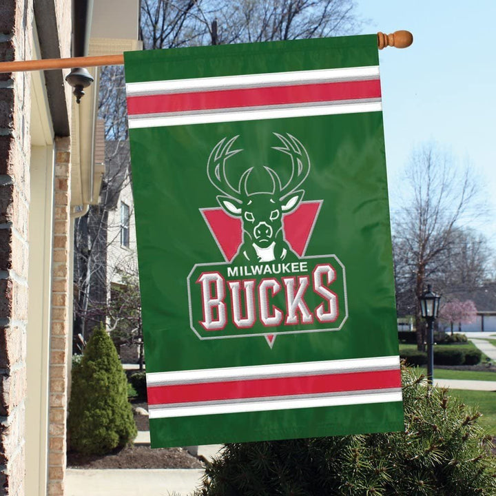 Milwaukee Bucks Double Sided Embroidered Banner Flag 28x44 Inch