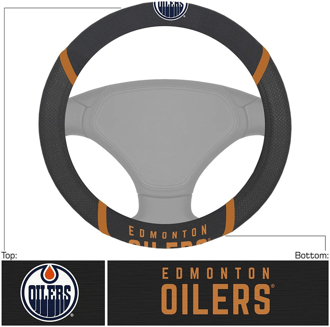 Edmonton Oilers Premium 15 Inch Black Emroidered Steering Wheel Cover