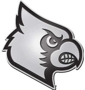 University of Louisville Cardinals Premium Solid Metal Raised Auto Emblem, Shape Cut, Adhesive Backing