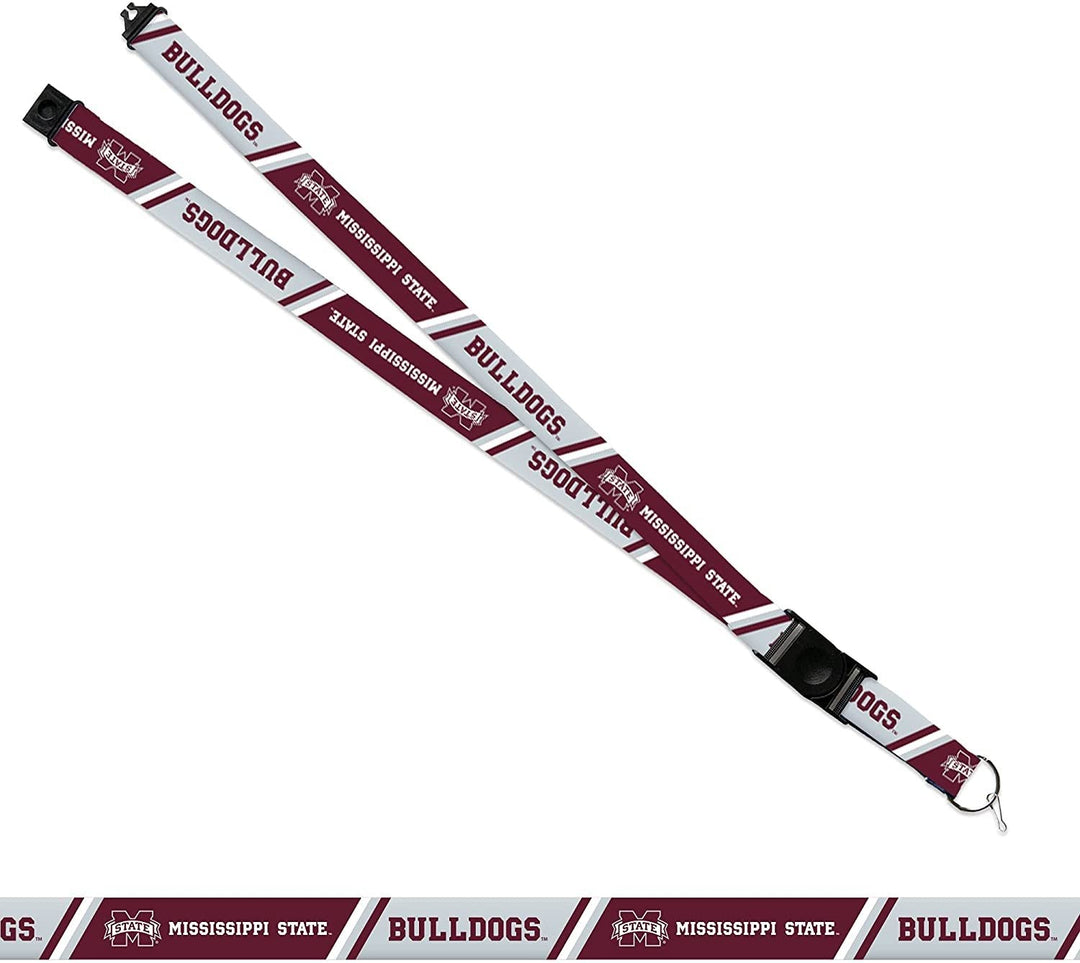 Mississippi State University Bulldogs Lanyard Keychain Double Sided 18 Inch Button Clip Safety Breakaway