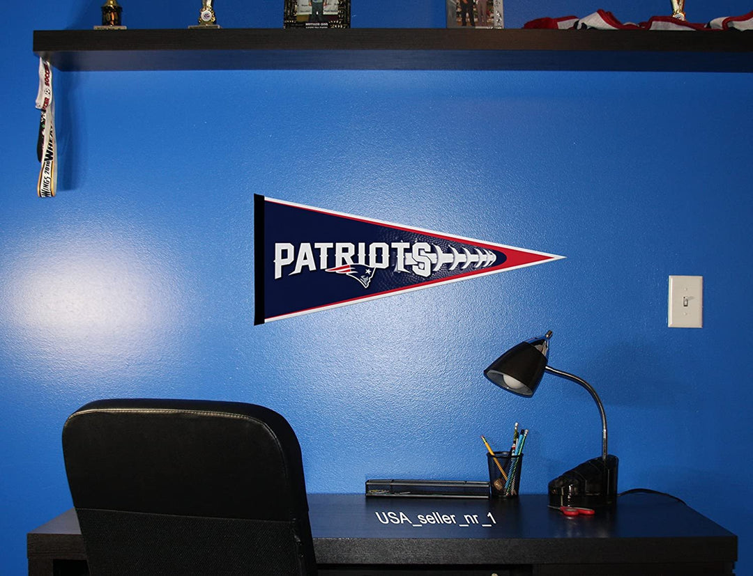 New England Patriots Soft Felt Pennant, Football Design, 12x30 Inch, Easy To Hang