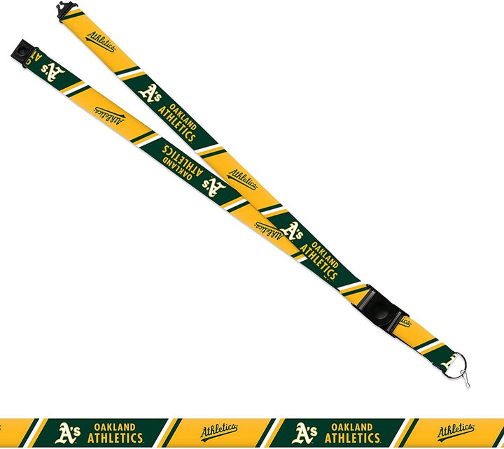 Oakland Athletics A's Lanyard Keychain Double Sided 18 Inch Button Clip Safety Breakaway