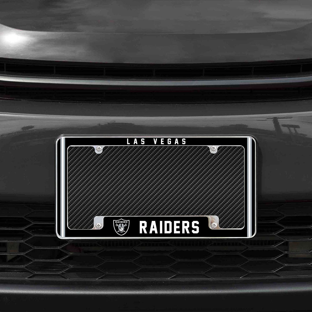 Las Vegas Raiders Metal License Plate Frame Chrome Tag Cover Alternate Design 6x12 Inch