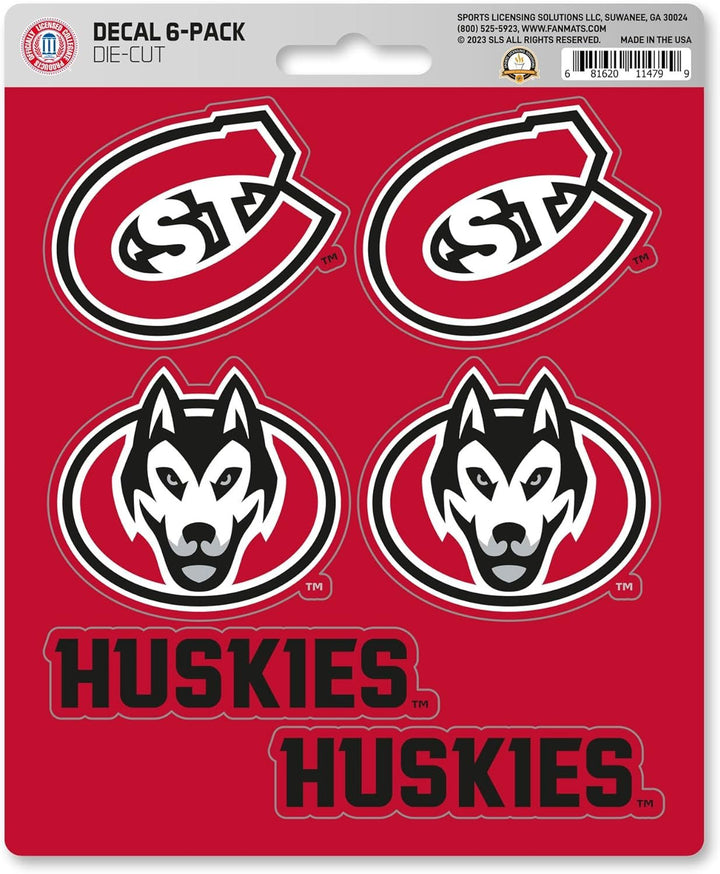 St Cloud State University Huskies 6-Piece Decal Sticker Set, 5x6 Inch Sheet, Gift for football fans for any hard surfaces around home, automotive, personal items