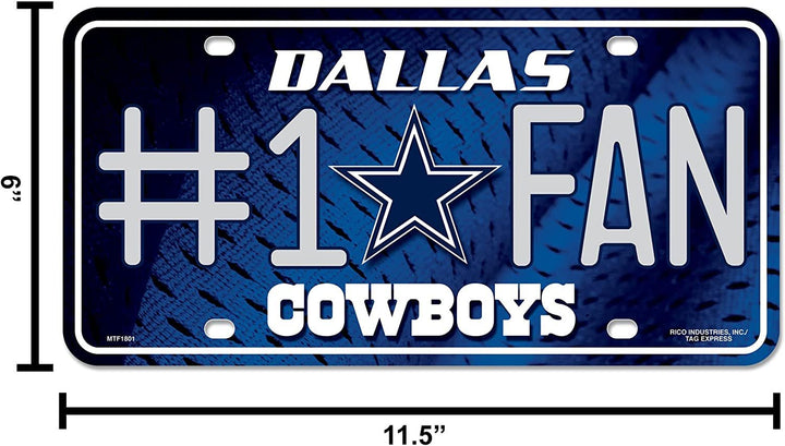 Dallas Cowboys #1 Fan Metal License Plate Tag Aluminum Novelty 12x6 Inch