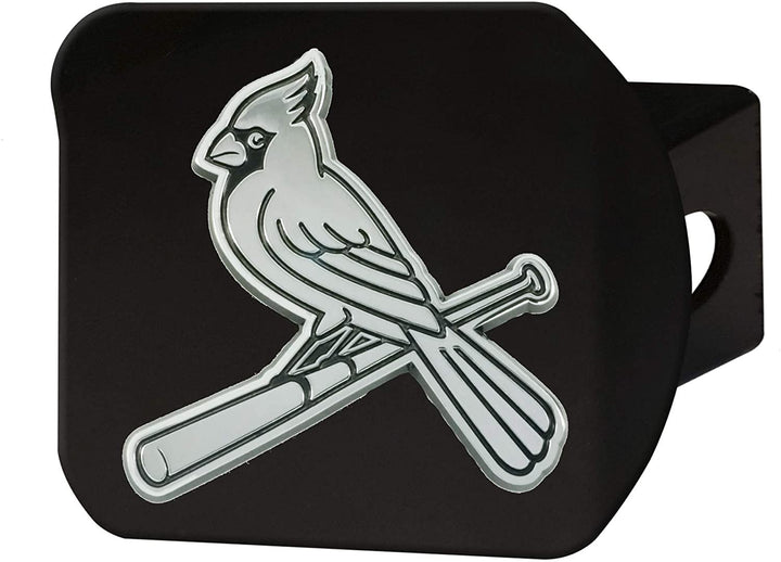 St Louis Cardinals Hitch Cover Solid Metal Black Chrome Bird Logo Square Type III