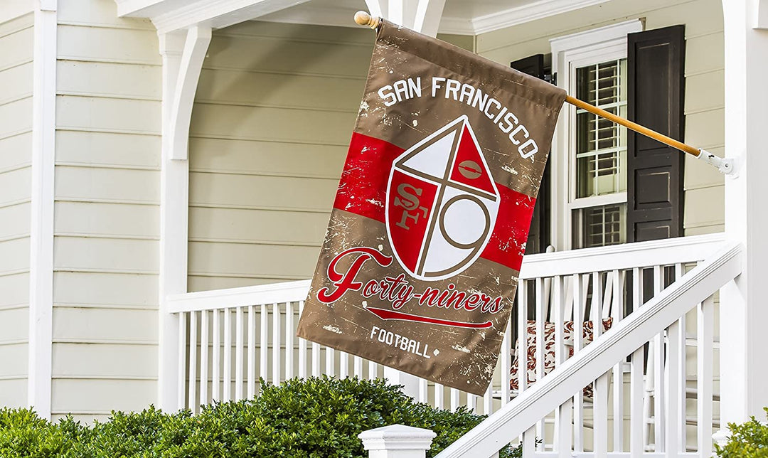 San Francisco 49ers Premium House Flag Banner, Double Sided, Retro Vintage Style, Linen, 28x44 Inch