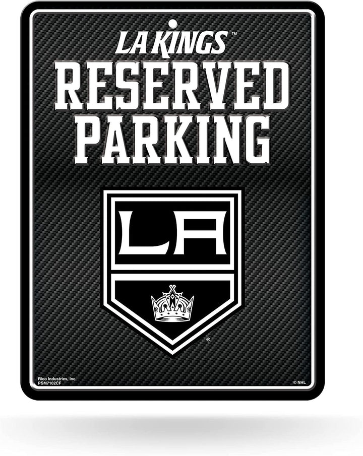 Los Angeles Kings Metal Parking Novelty Wall Sign 8.5 x 11 Inch Carbon Fiber Design