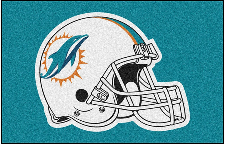 Miami Dolphins Floor Mat Area Rug, 20x30 Inch, Nylon, Anti-Skid Backing