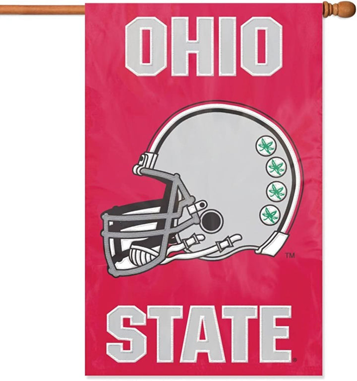Ohio State University Buckeyes Premium House Banner Flag, Applique, Double Sided, 28x44 Inches, Helmet Design