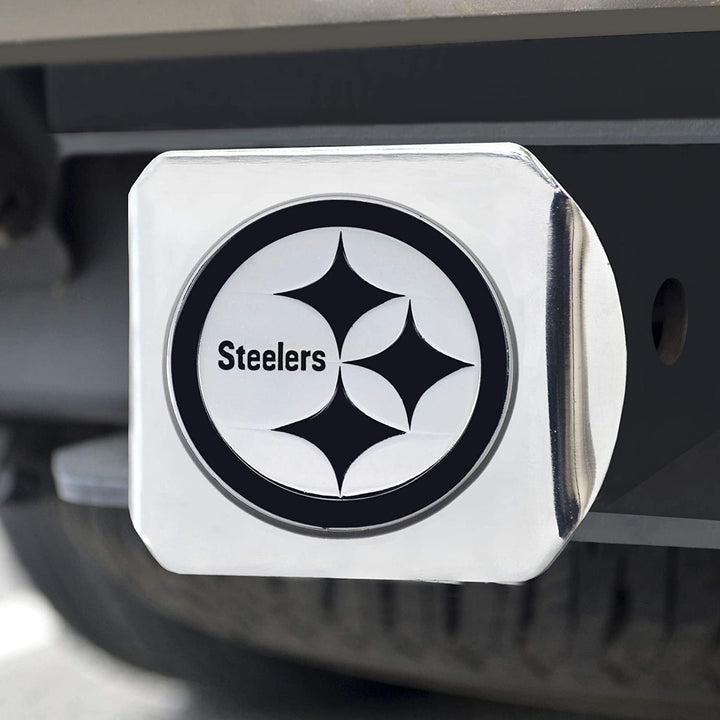 Pittsburgh Steelers Solid Metal Hitch Cover with Chrome Metal Emblem 2" Square Type III