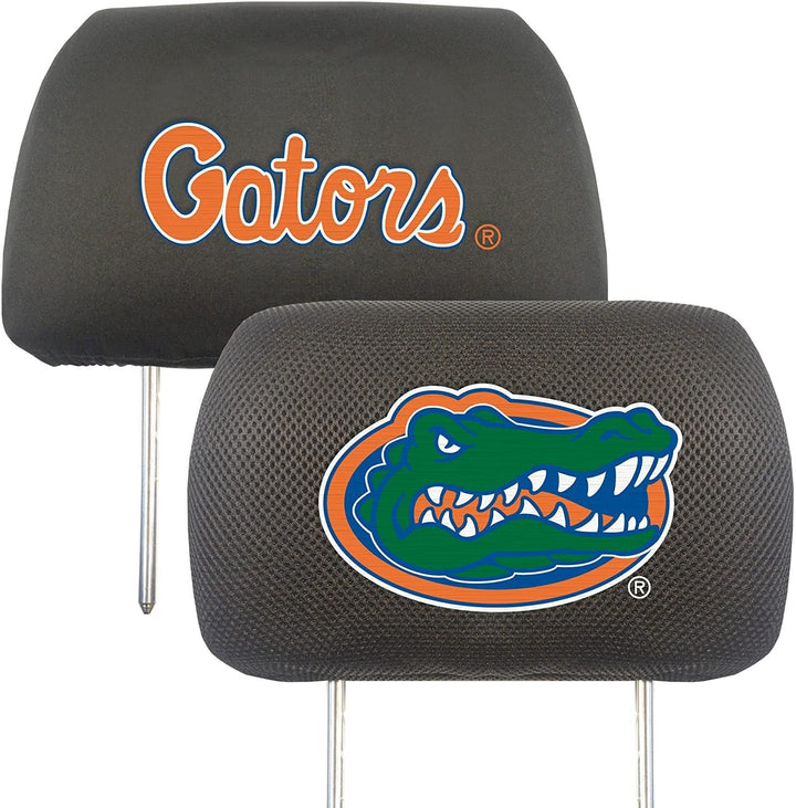 University of Florida Gators Pair of Premium Auto Head Rest Covers, Embroidered, Black Elastic, 14x10 Inch