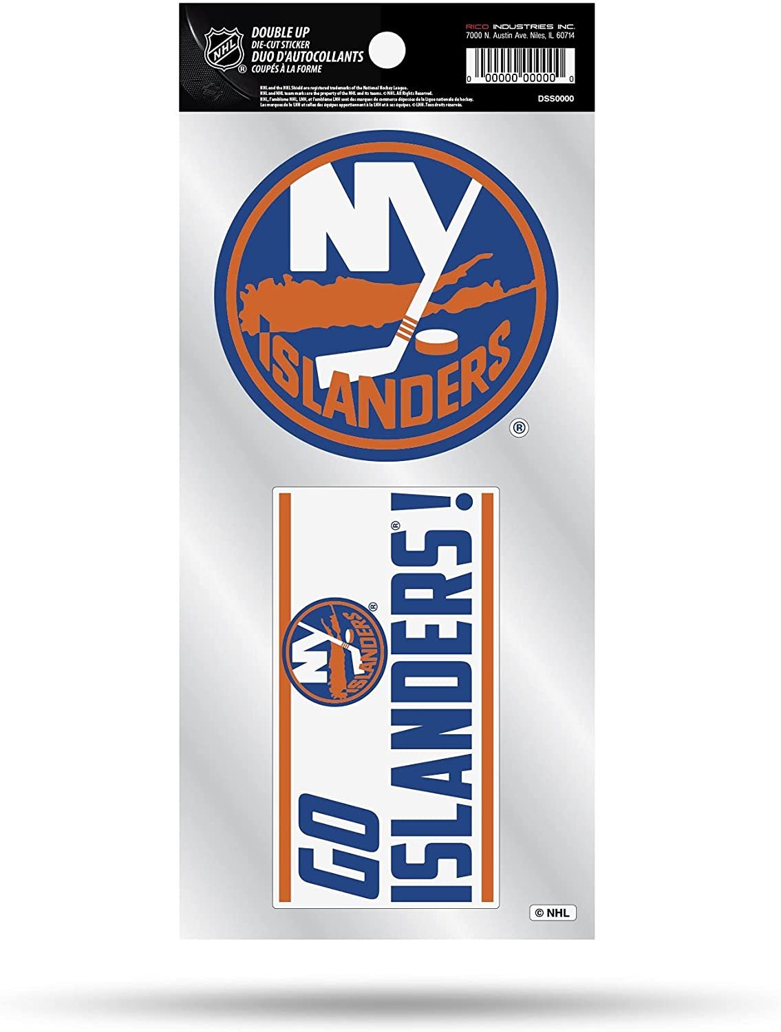 New York Islanders 2-Piece Double Up Die Cut Sticker Decal Sheet, 4x8 ...