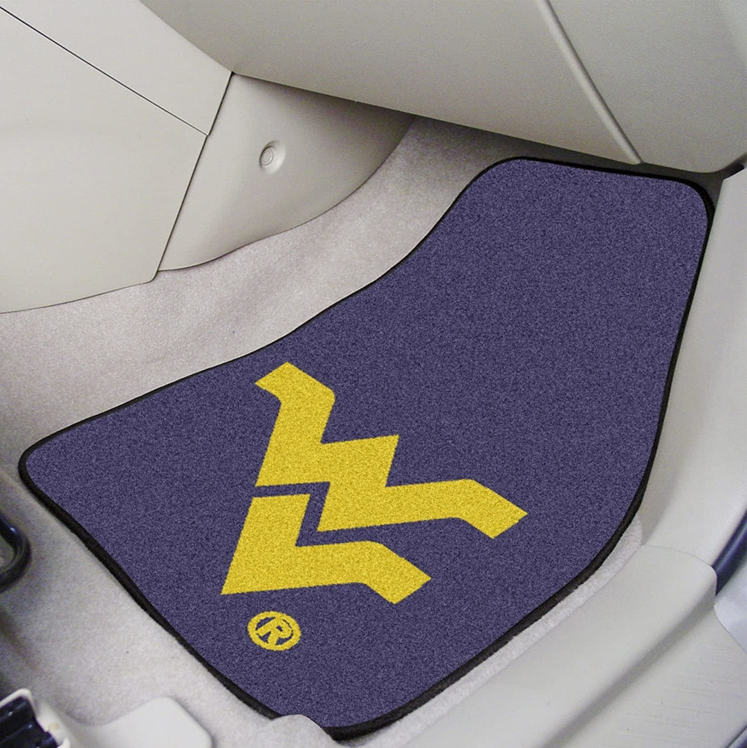 West Virginia University Mountaineers Front Floor Mats, Carpet Car Set, 18x27 Inch, Nylon, Set of 2