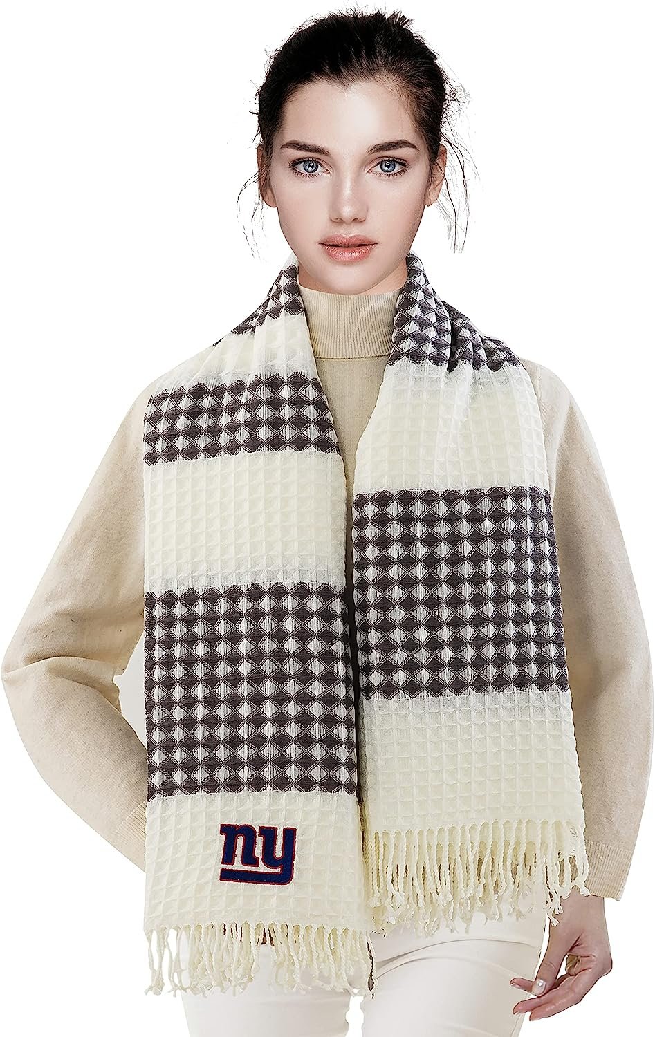 New York Giants Throw Blanket Waffle Weave Jacquard, 50x60 Inch, Unisex-Adult, 100% Acrylic