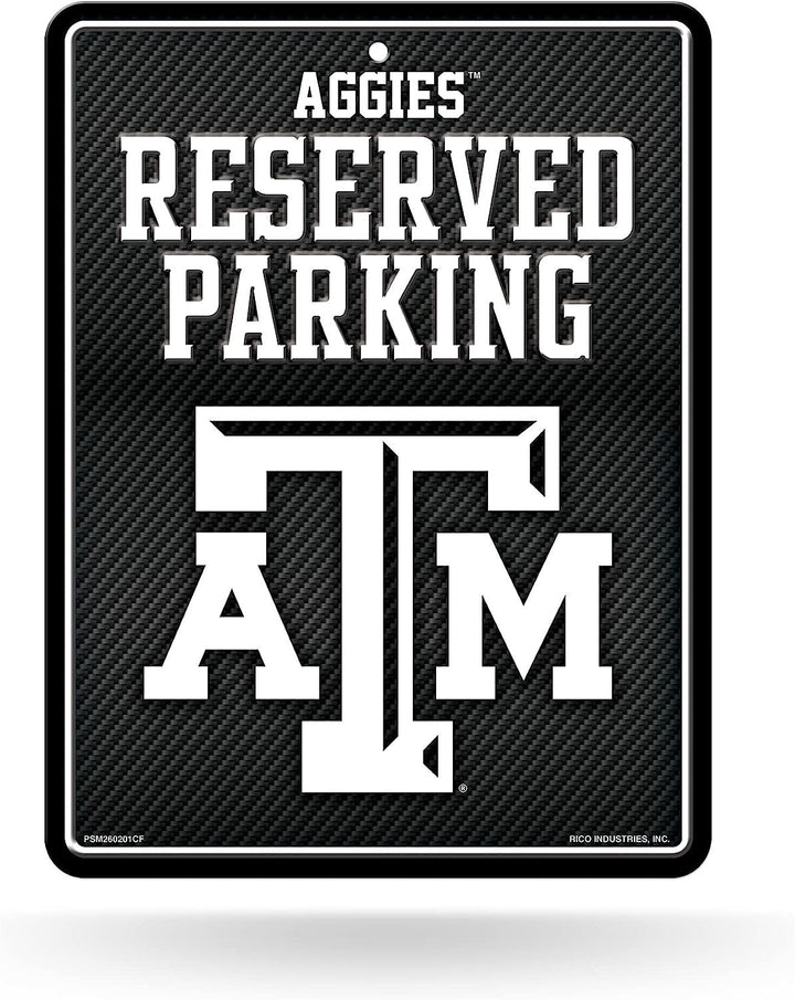 Texas A&M University Aggies Metal Parking Novelty Wall Sign 8.5 x 11 Inch Carbon Fiber Design