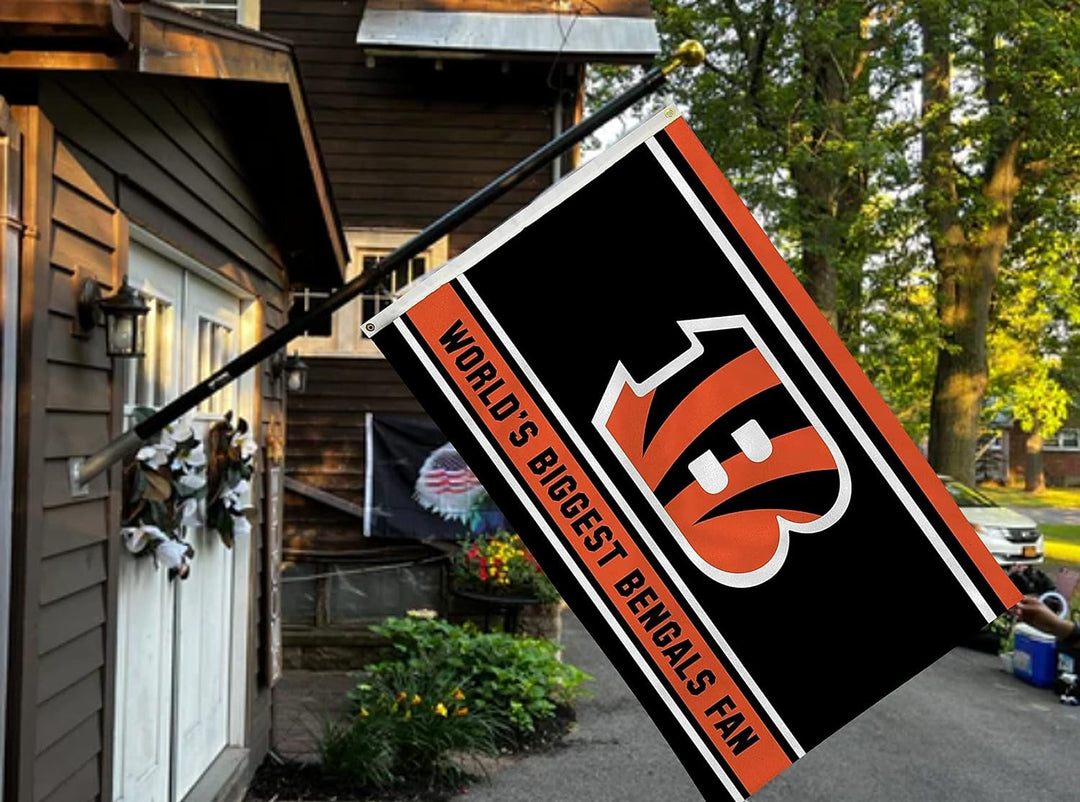 Cincinnati Bengals 3x5 Feet Flag Banner, World's Biggest Fan, Metal Grommets, Single Sided, Indoor or Outdoor Use