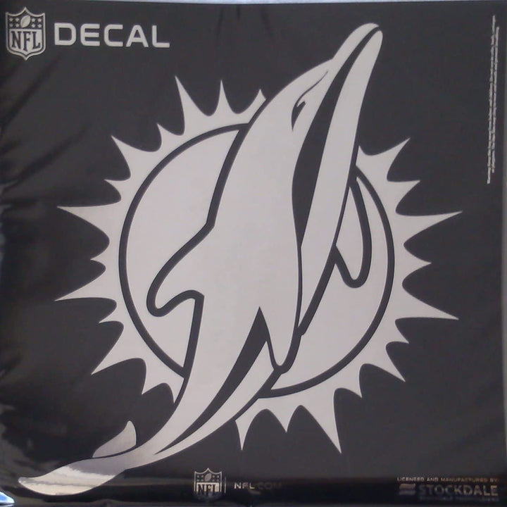 Miami Dolphins 6 Inch Decal Sticker, Metallic Chrome Shimmer Design