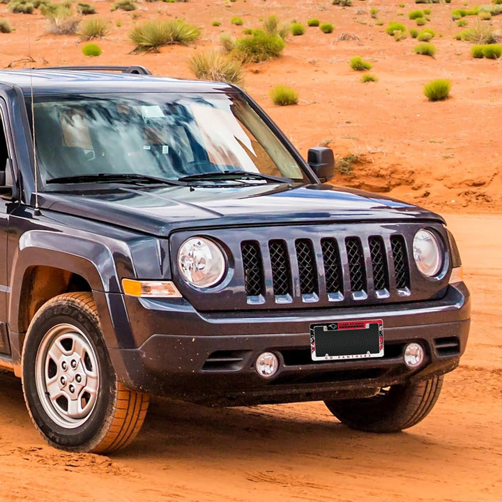 Clark Atlanta University Panthers Metal License Plate Frame Tag Cover, All Over Design, EZ View, Heavy Duty, 12x6 Inch