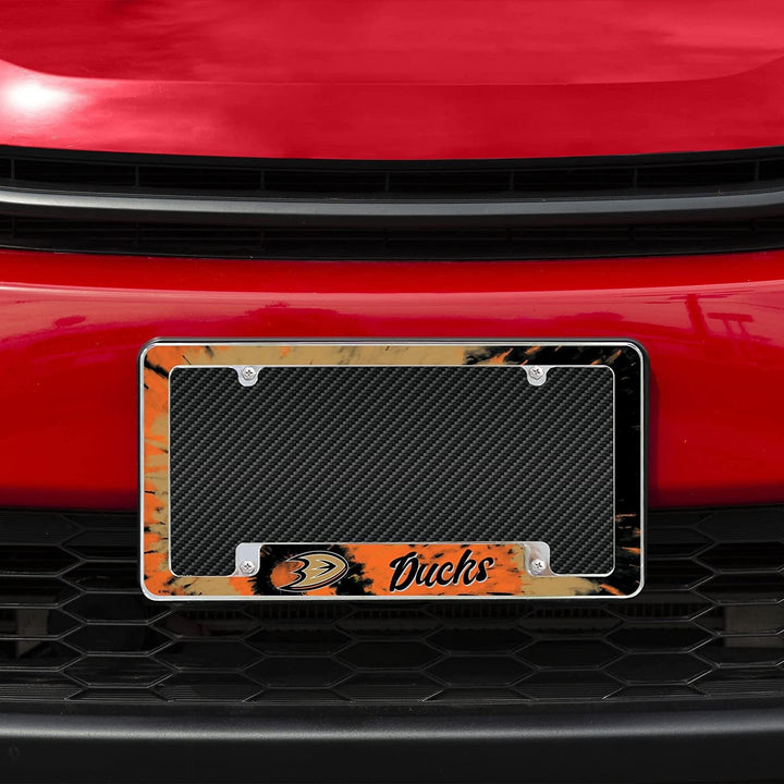 Anaheim Ducks Metal License Plate Frame Chrome Tag Cover Tie Dye Design 6x12 Inch