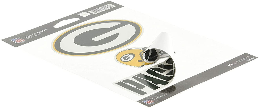 NFL Rico Industries Die Cut 3-Piece Triple Spirit Sticker Sheet, Green Bay Packers