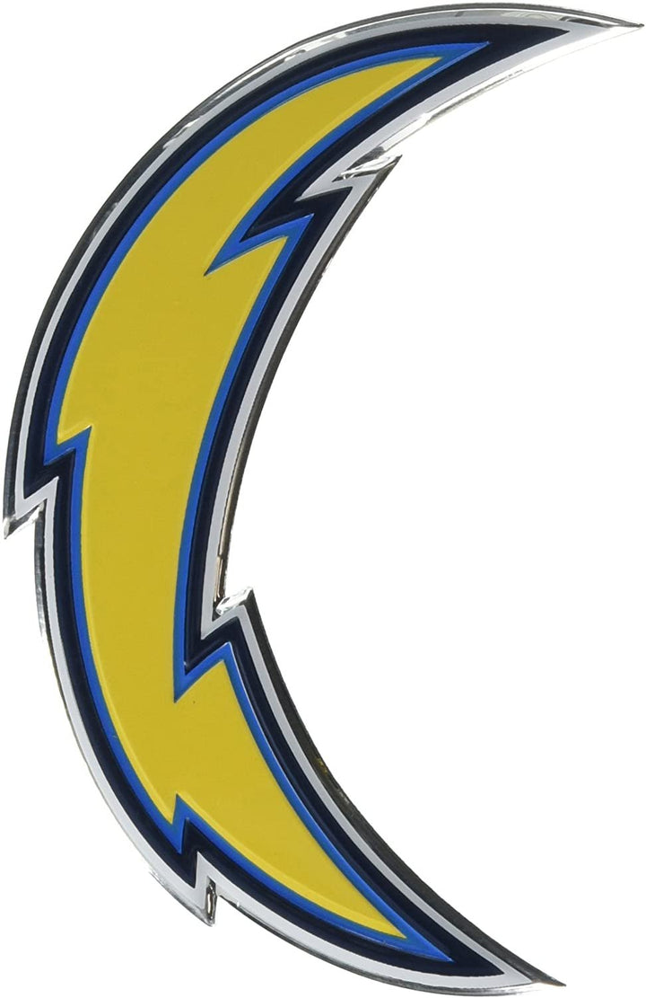 Los Angeles Chargers Auto Emblem, Aluminum Metal, Embossed Team Color, Raised Decal Sticker, Full Adhesive Backing