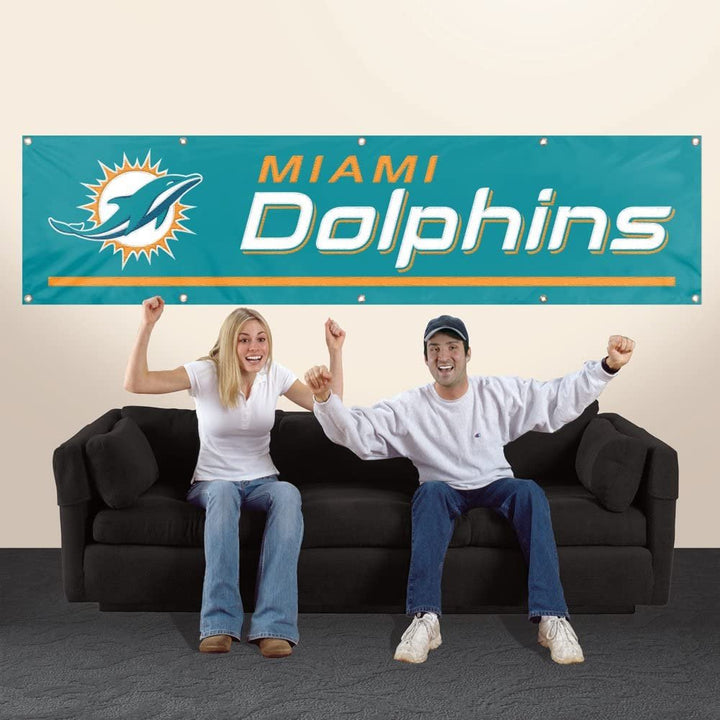 Miami Dolphins Giant 8x2 Feet Banner Flag Applique Embroidered