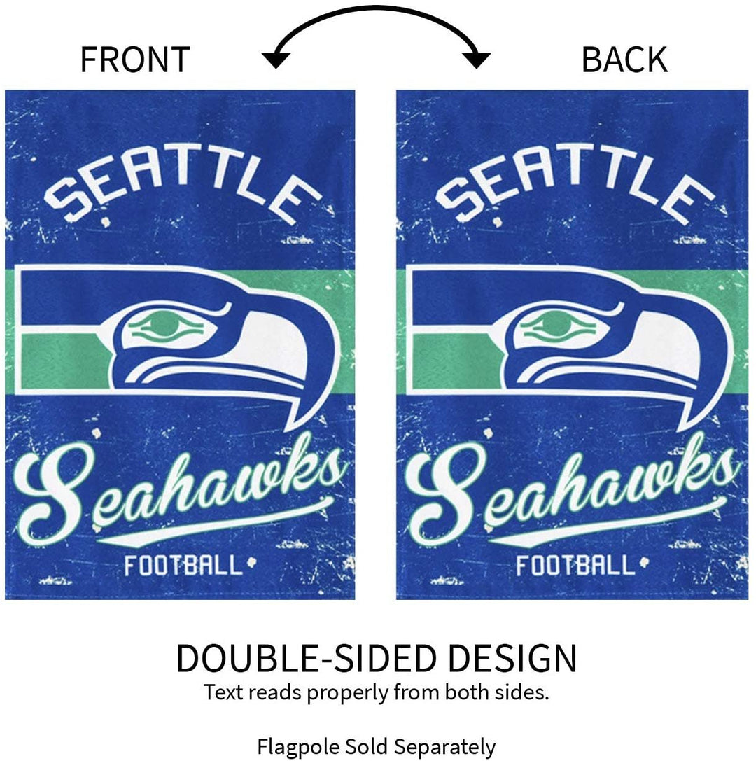 Seattle Seahawks Premium Garden Flag Banner, Double Sided, Retro Vintage Style, Linen, 13x18 Inch