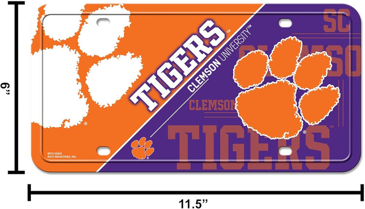 Clemson University Tigers Metal Tag License Plate, 12x6 Inch, Pre-drilled Holes