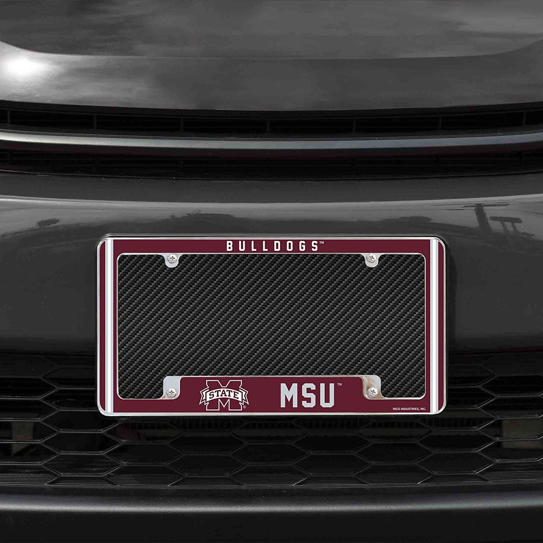 Mississippi State University Bulldogs Metal License Plate Frame Chrome Tag Cover Alternate Design 6x12 Inch