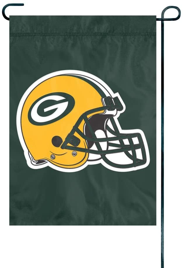 Green Bay Packers Premium Garden Flag Banner Applique Embroidered Helmet Design 12.5x18 Inch