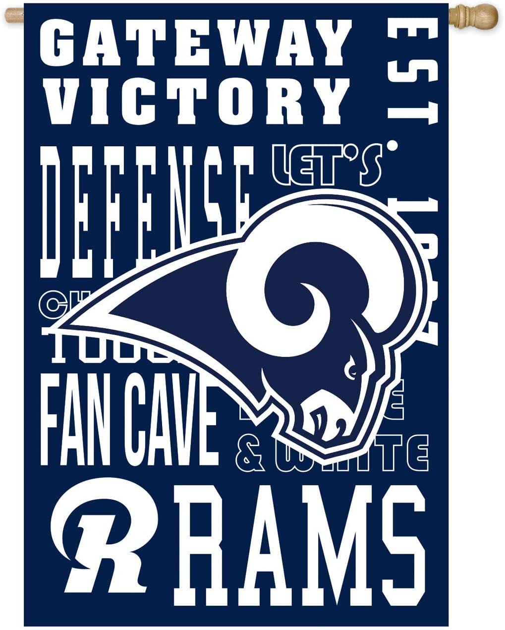 Los Angeles Rams Premium Double Sided Banner House Flag, Fan Rules Design, 28x44 Inch