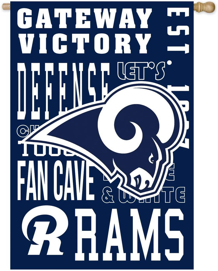 Los Angeles Rams Premium Double Sided Banner House Flag, Fan Rules Design, 28x44 Inch
