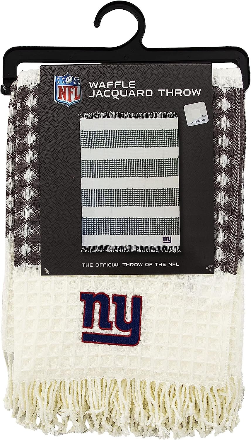 New York Giants Throw Blanket Waffle Weave Jacquard, 50x60 Inch, Unisex-Adult, 100% Acrylic