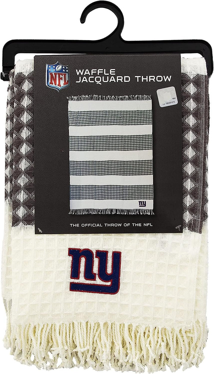 New York Giants Throw Blanket Waffle Weave Jacquard, 50x60 Inch, Unisex-Adult, 100% Acrylic