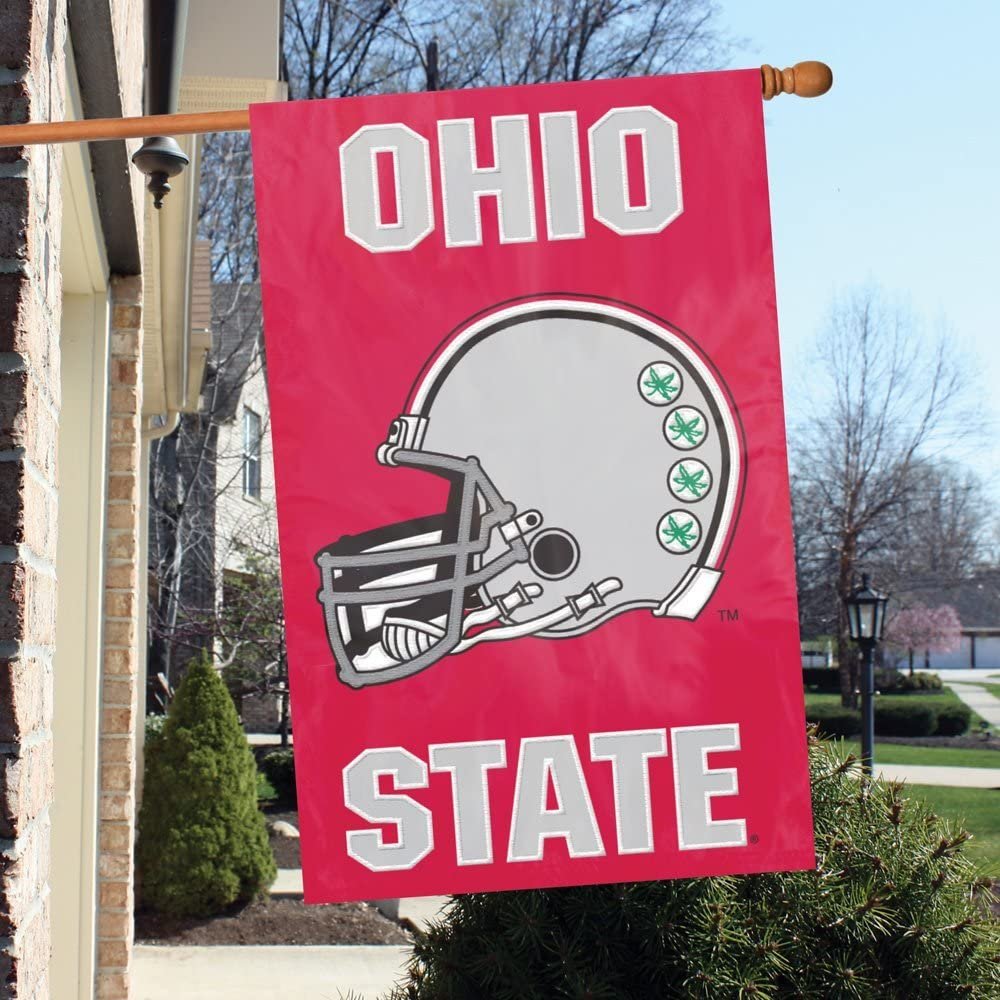 Ohio State University Buckeyes Premium House Banner Flag, Applique, Double Sided, 28x44 Inches, Helmet Design