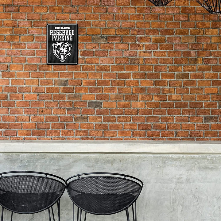 Chicago Bears Metal Parking Novelty Wall Sign 8.5 x 11 Inch Carbon Fiber Design