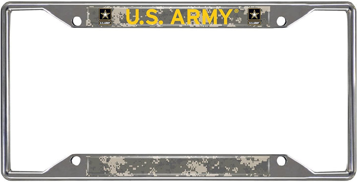 U.S. Army Chrome Metal License Plate Frame Tag Cover, 6x12 Inch, United States Military