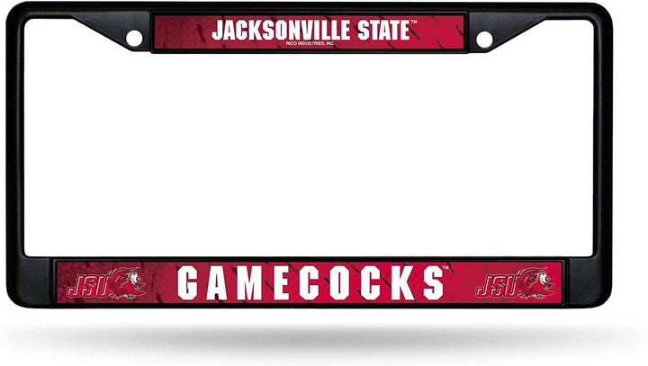 Jacksonville State University Gamecocks Black License Plate Frame Tag Cover 6 x 12 Inches