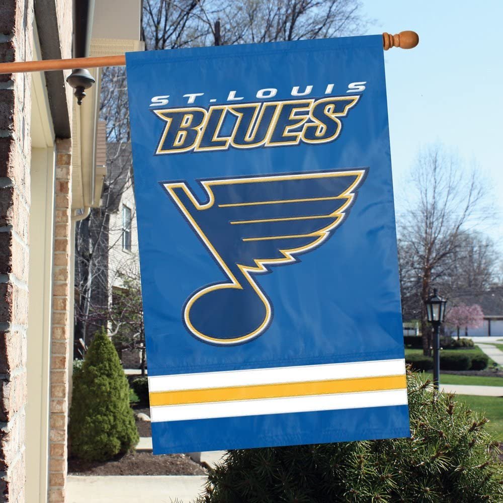 The Party Animal NHL 2-Sided Appliqué Banner Flag, St. Louis Blues Blue & Gold, 44 x 28-Inch