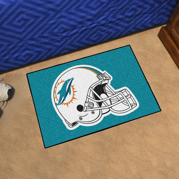 Miami Dolphins Floor Mat Area Rug, 20x30 Inch, Nylon, Anti-Skid Backing