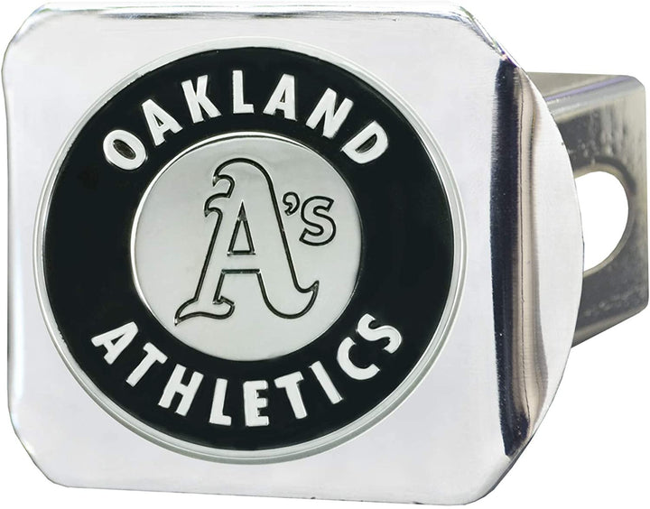 Oakland Athletics A's Solid Metal Hitch Cover with Chrome Metal Emblem 2 Inch Square Type III