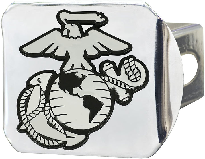 United States Marines Hitch Cover Solid Metal with Chrome Metal Emblem 2" Square Type III Military