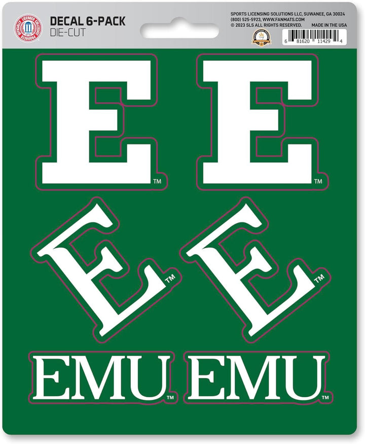 Eastern Michigan University Eagles 6-Piece Decal Sticker Set, 5x6 Inch Sheet, Gift for football fans for any hard surfaces around home, automotive, personal items