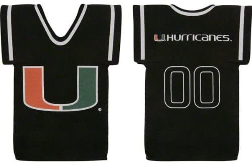 University of Miami Hurricanes 16oz Drink Bottle Cooler Insulated Neoprene Beverage Holder, Team Jersey Design