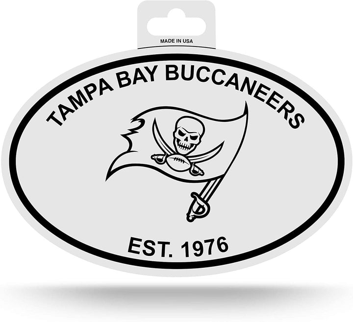Tampa Bay Buccaneers Black and White Team Logo Oval Sticker Decal, 5 Inch