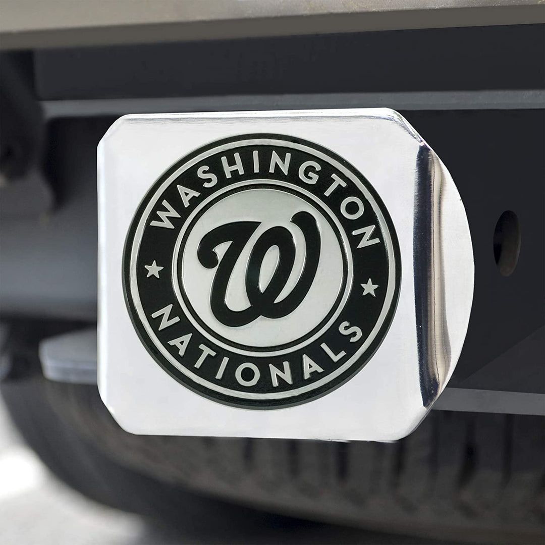 Washington Nationals Hitch Cover Solid Metal with Raised Chrome Metal Emblem 2" Square Type III