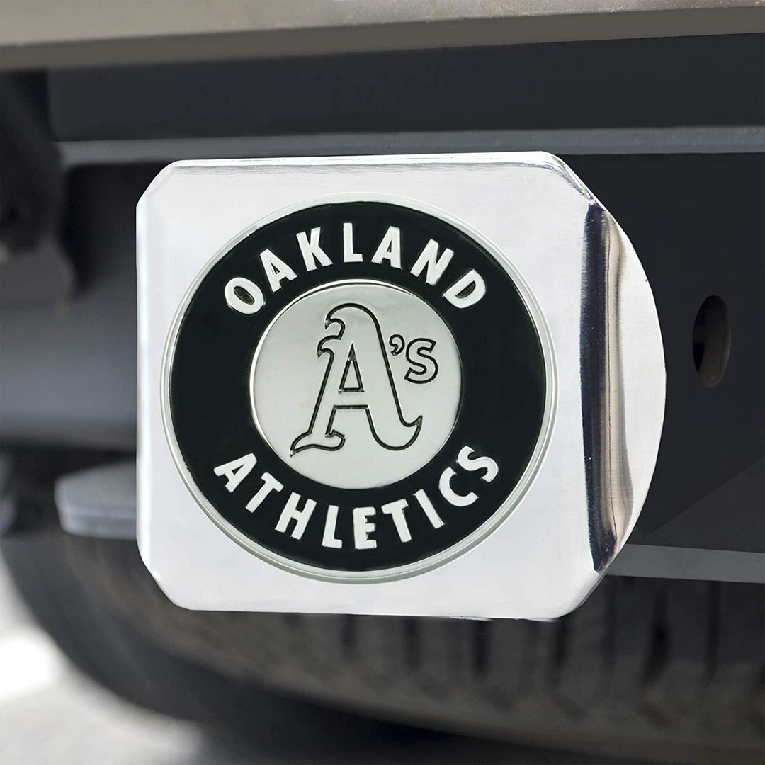 Oakland Athletics A's Solid Metal Hitch Cover with Chrome Metal Emblem 2 Inch Square Type III